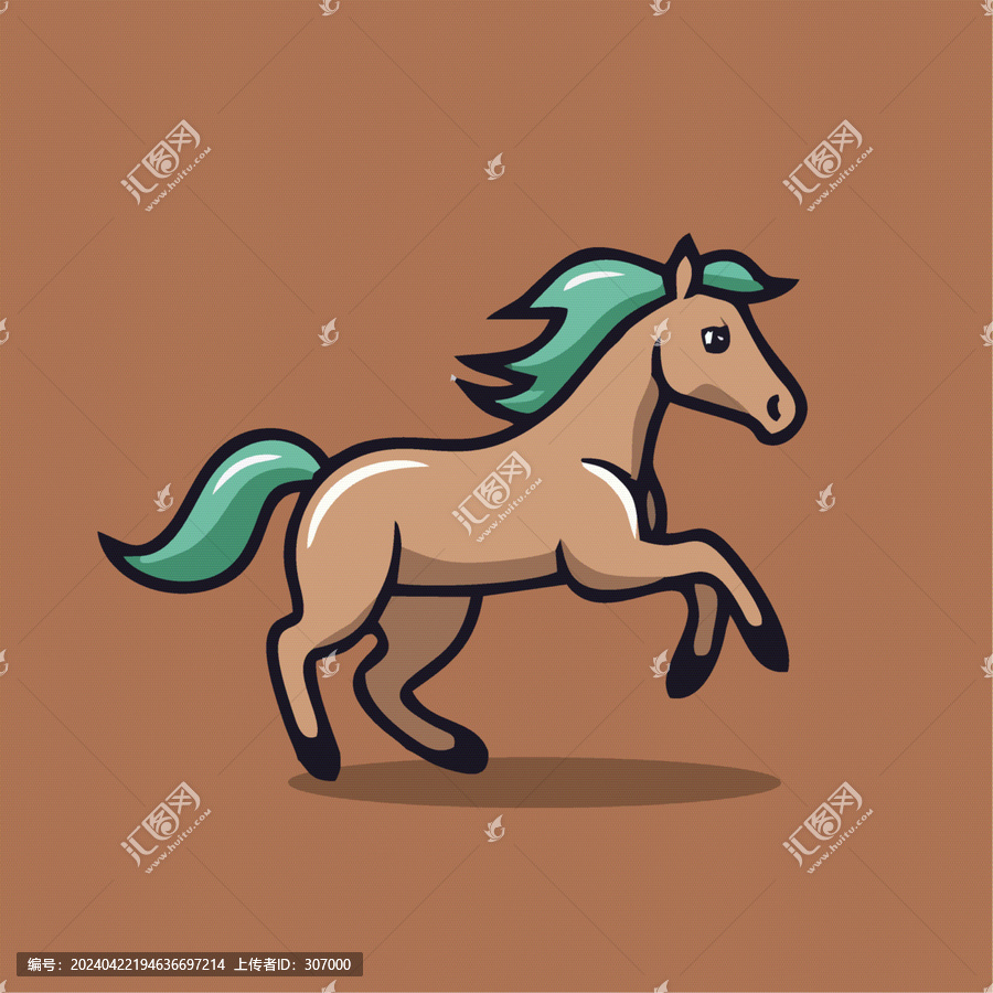 一只可愛(ài)的小馬動(dòng)物Q版卡通插畫(huà)