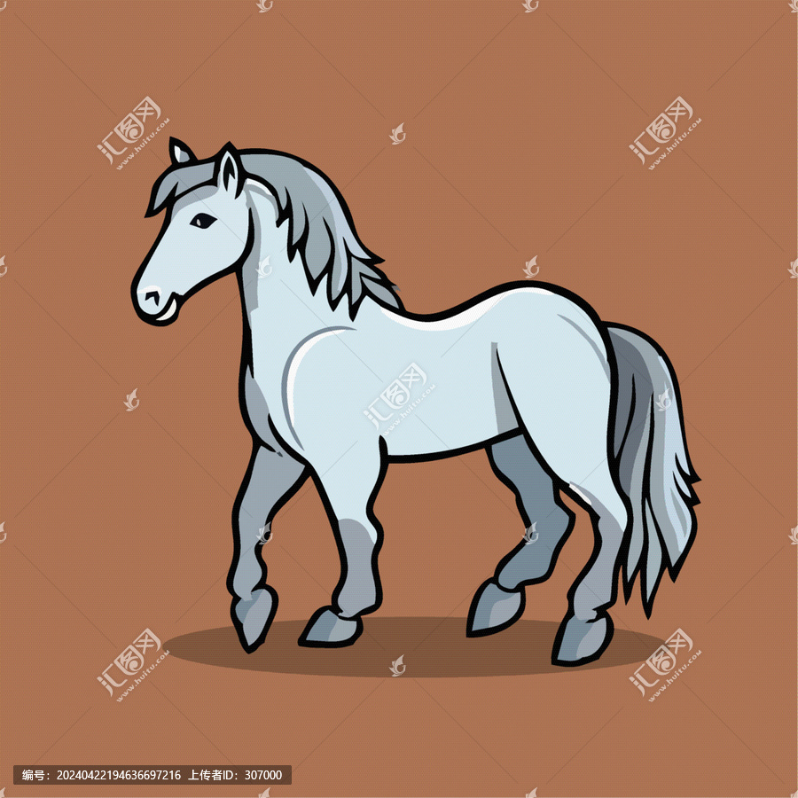 一只可愛的小馬動物Q版卡通插畫