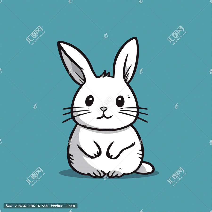 一只可愛的小兔動物Q版卡通插畫