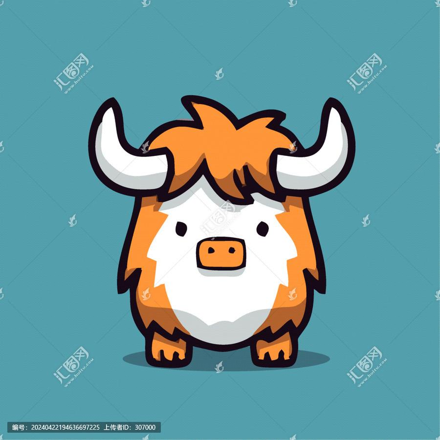 一只可愛的小牛動物Q版卡通插畫