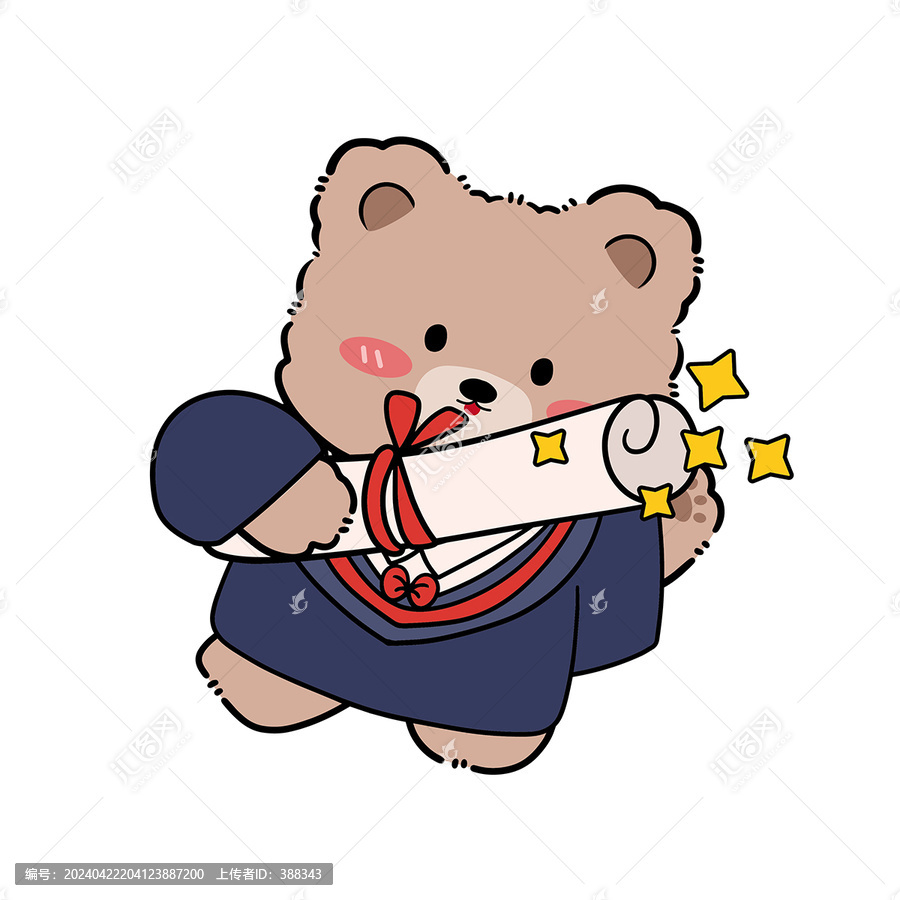 可愛動物熊博士服畢業(yè)季元素
