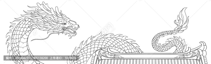 中國龍線稿素材