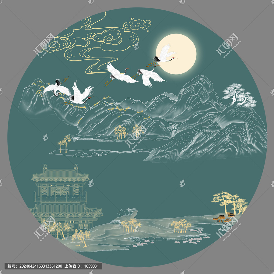 新中式線條山水畫