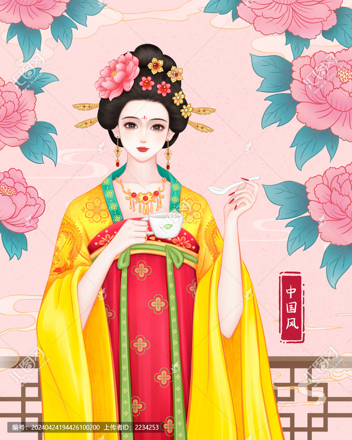 古裝美人包裝插畫