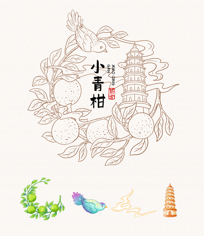 小青柑插畫包裝