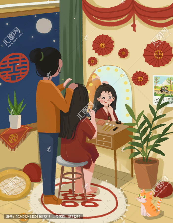 婚禮前新娘準(zhǔn)備中