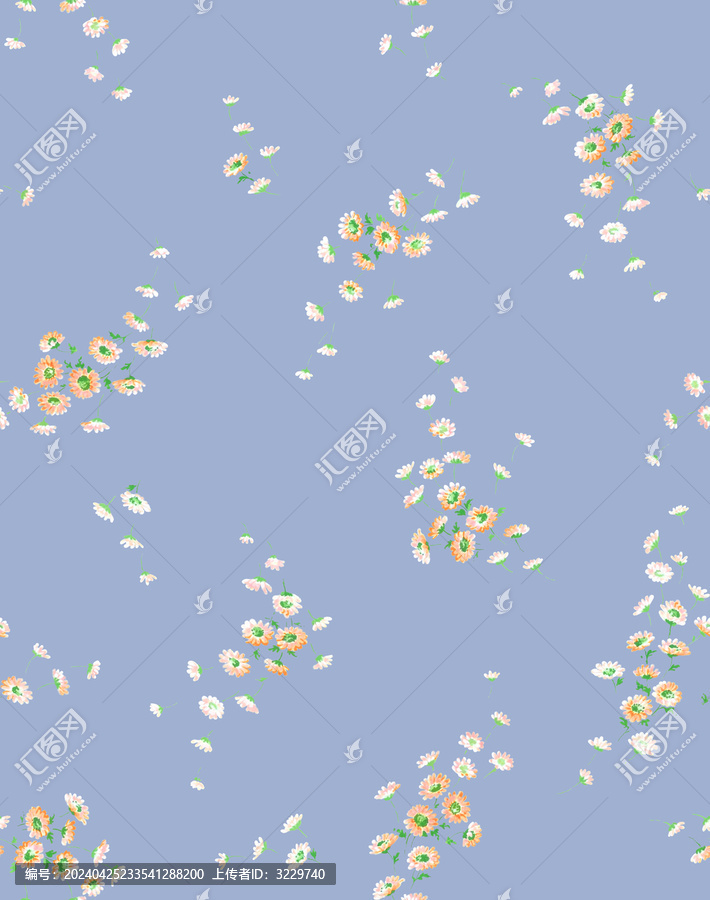 淺藍(lán)底粉色系小碎花