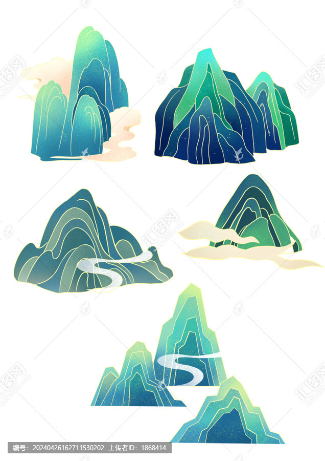 簡(jiǎn)約創(chuàng)意國(guó)潮山水插畫(huà)