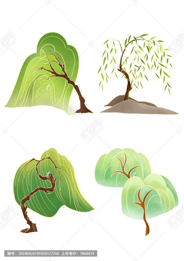 創(chuàng)意國風樹插畫