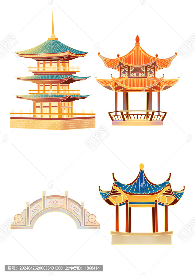 創(chuàng)意國風國潮建筑插畫