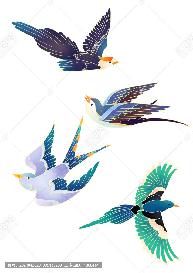 創(chuàng)意手繪鳥燕子插畫