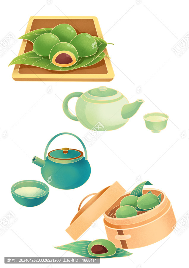 創(chuàng)意手繪青團節(jié)日節(jié)氣插畫