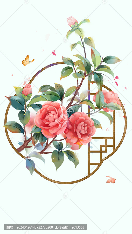 古風(fēng)茶花插畫