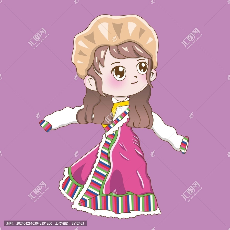 藏服卡通小女孩