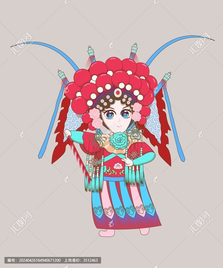 穆桂英卡通Q版矢量插畫