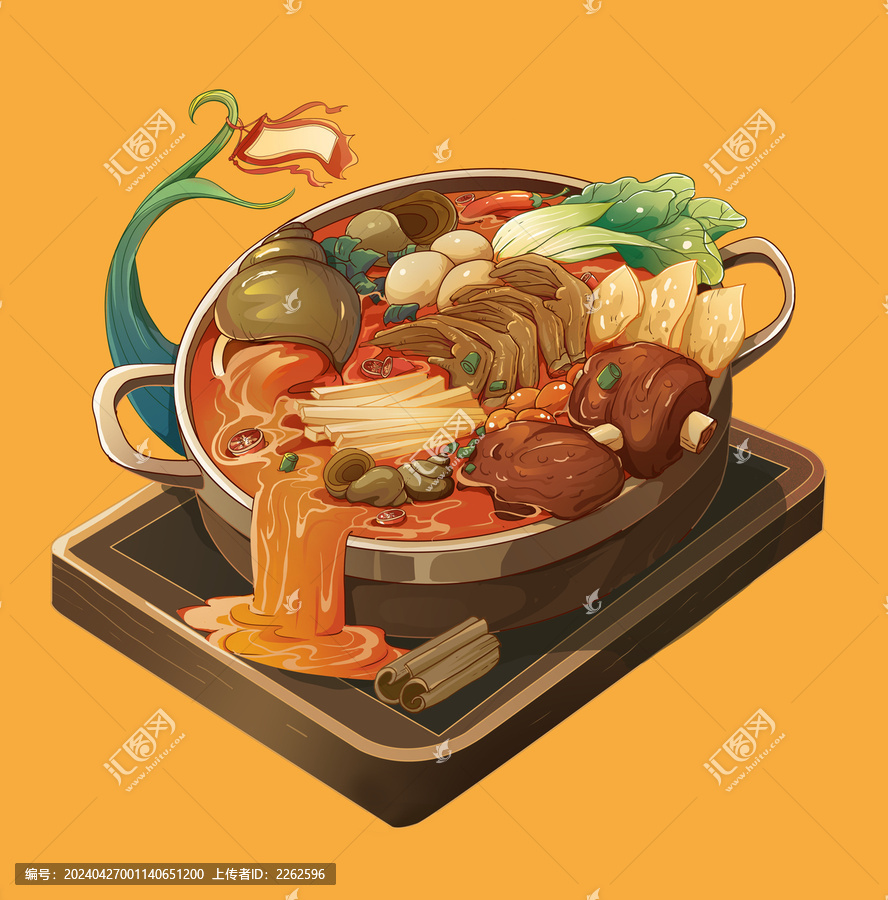 火鍋螺螄粉插畫