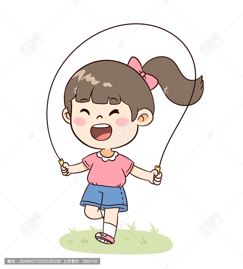 卡通女孩跳繩