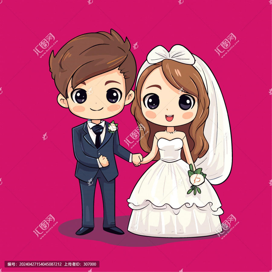 手繪卡通訂婚情人節(jié)情侶結(jié)婚矢量