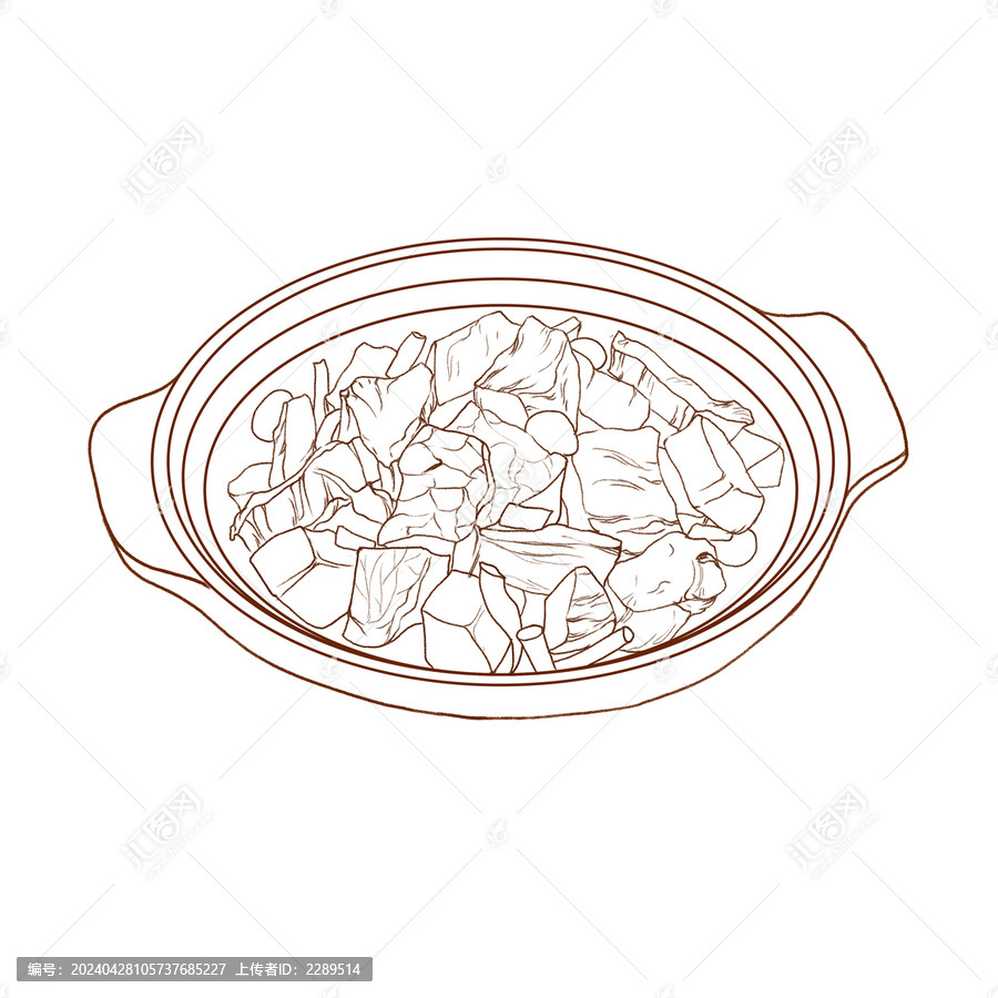 中國(guó)傳統(tǒng)美食川菜紅燒肉線稿