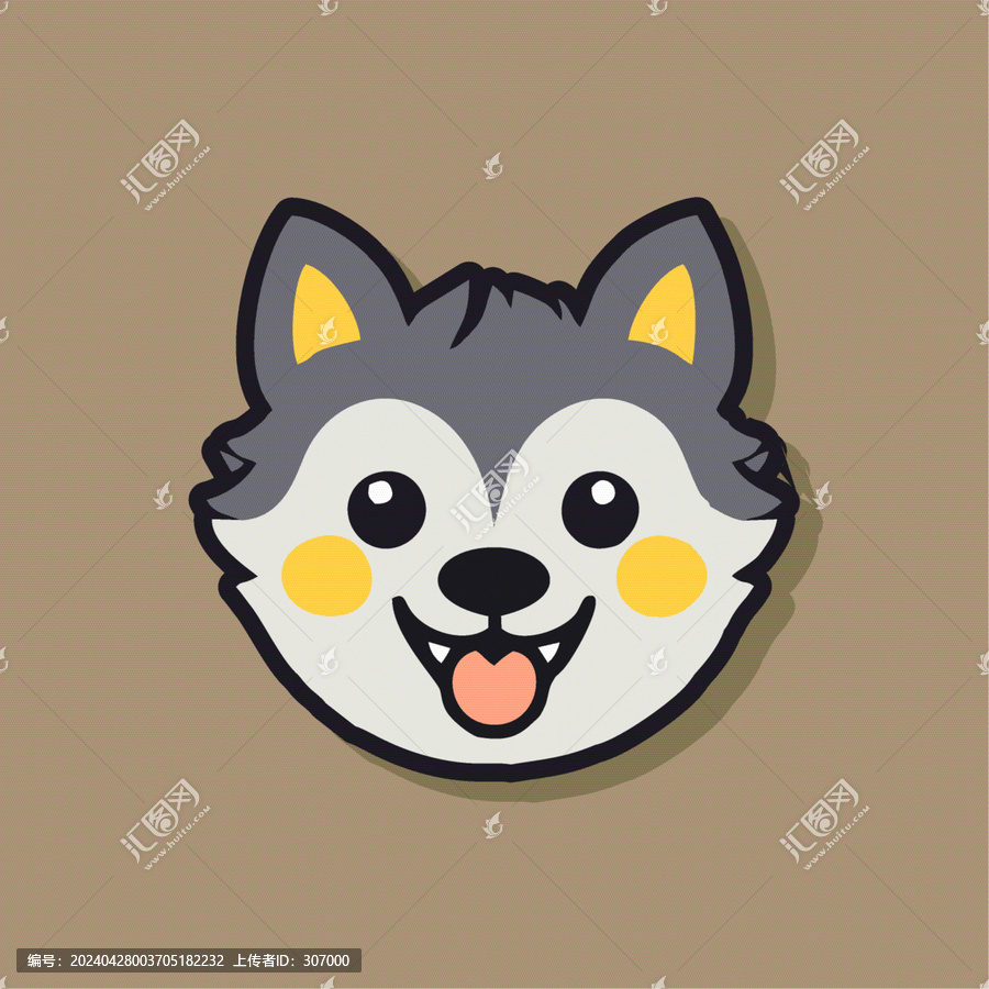 一只可愛的小狼動物Q版卡通插畫