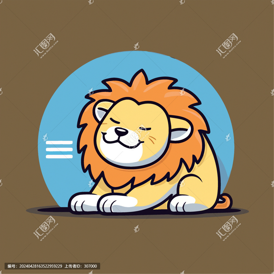 一只可愛(ài)的獅子動(dòng)物Q版卡通插畫(huà)