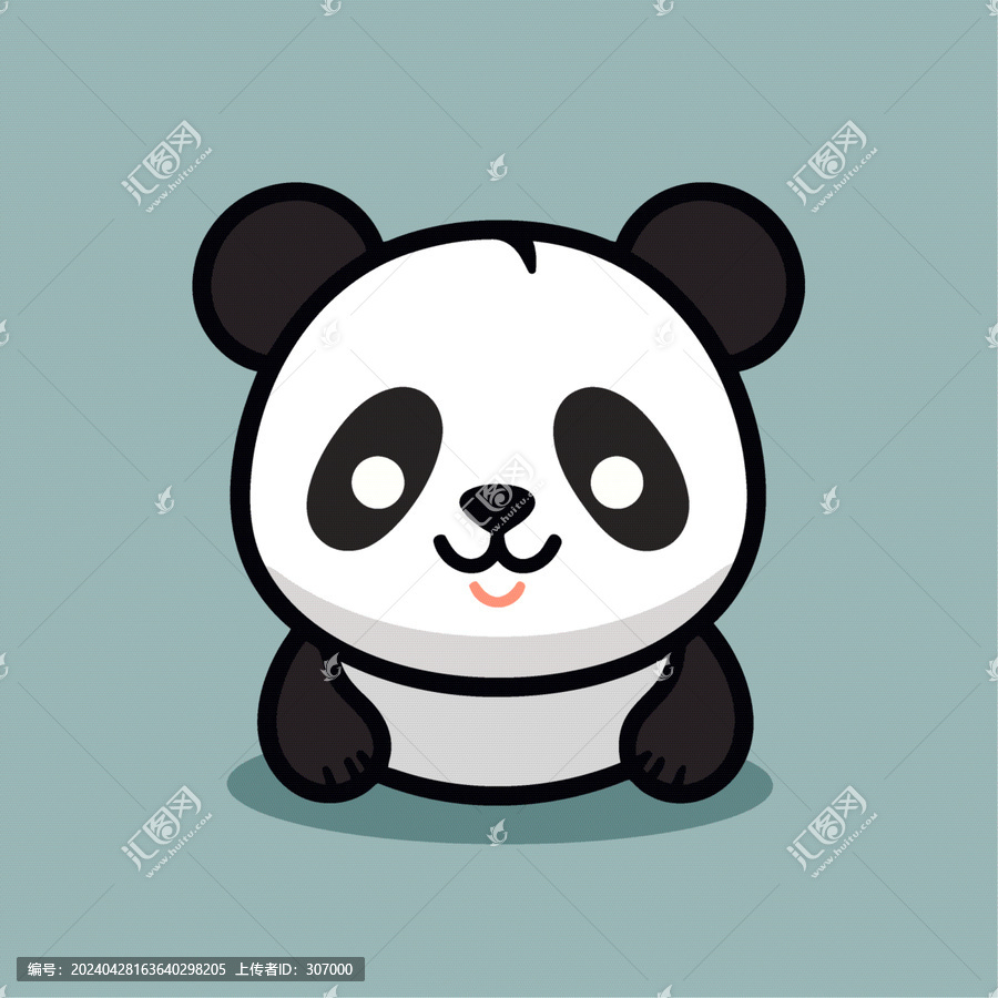 一只可愛的熊貓動物Q版卡通插畫