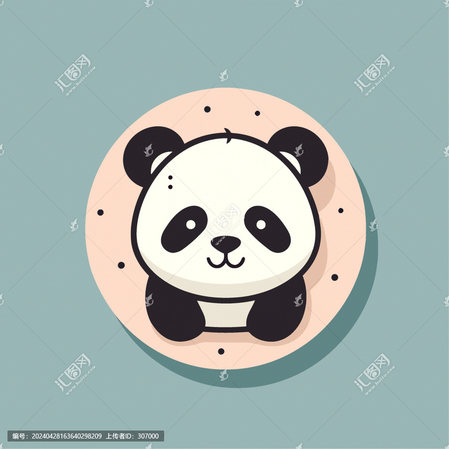一只可愛的熊貓動物Q版卡通插畫