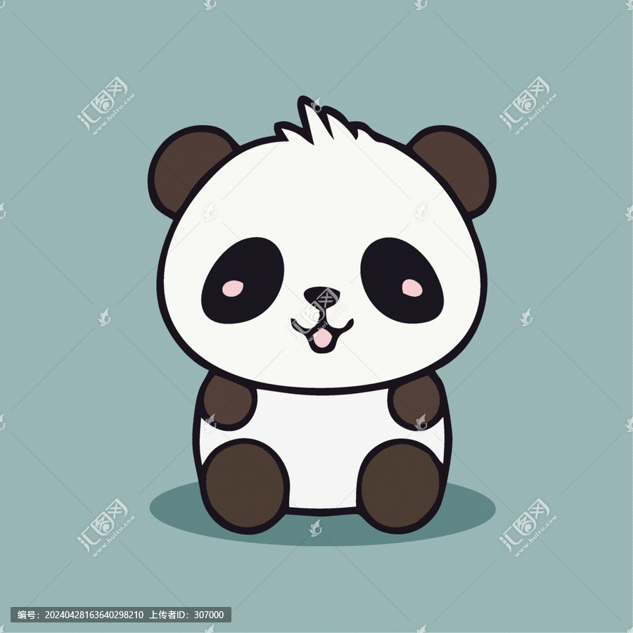 一只可愛的熊貓動物Q版卡通插畫