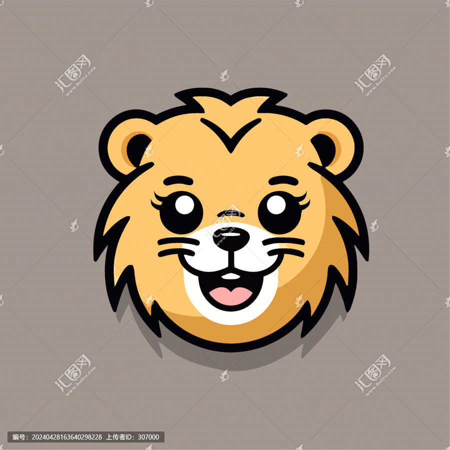 一只可愛的獅子動(dòng)物Q版卡通插畫