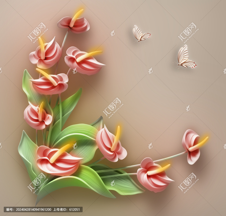 浮雕花卉馬蹄蓮