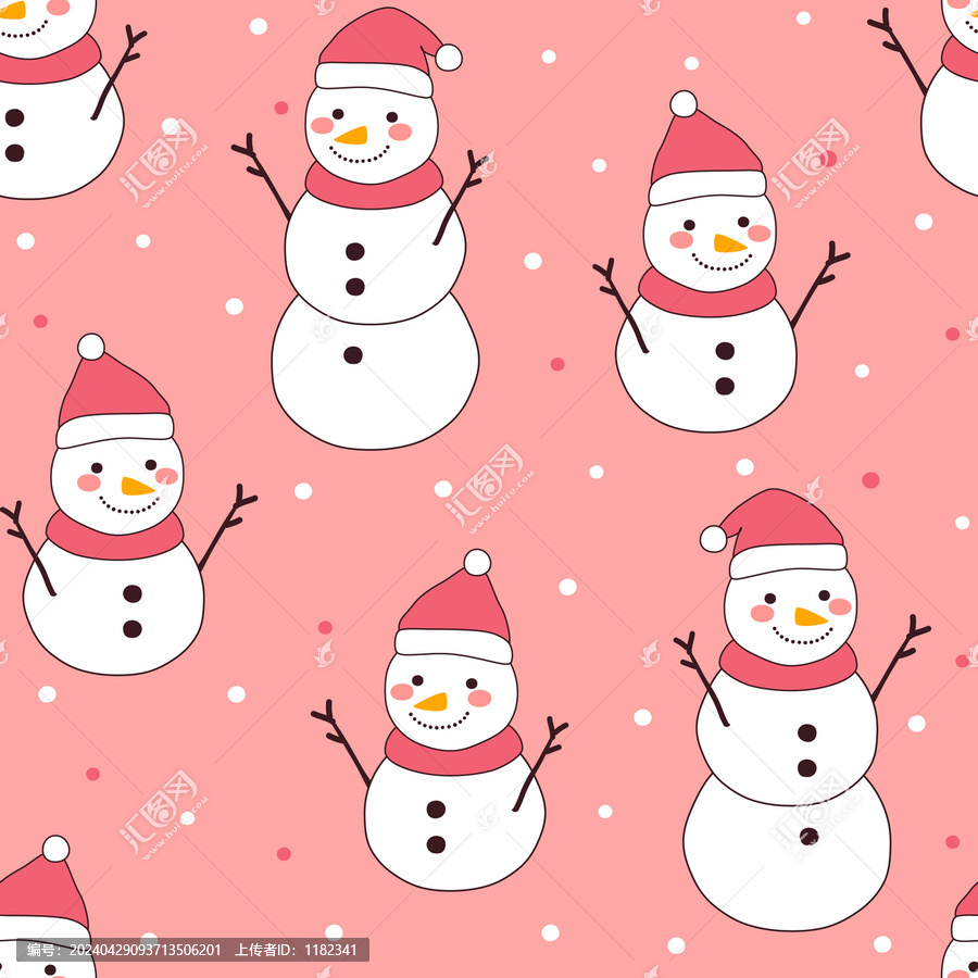 卡通圣誕節(jié)雪人四方連續(xù)圖案