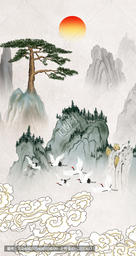 高端迎客松山水裝飾畫(huà)