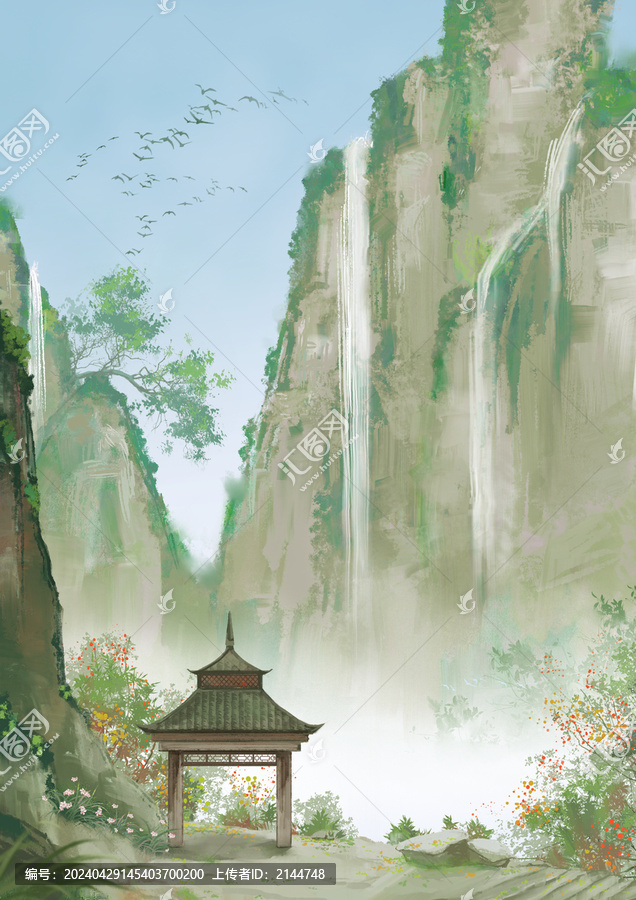 中國(guó)風(fēng)板繪風(fēng)景