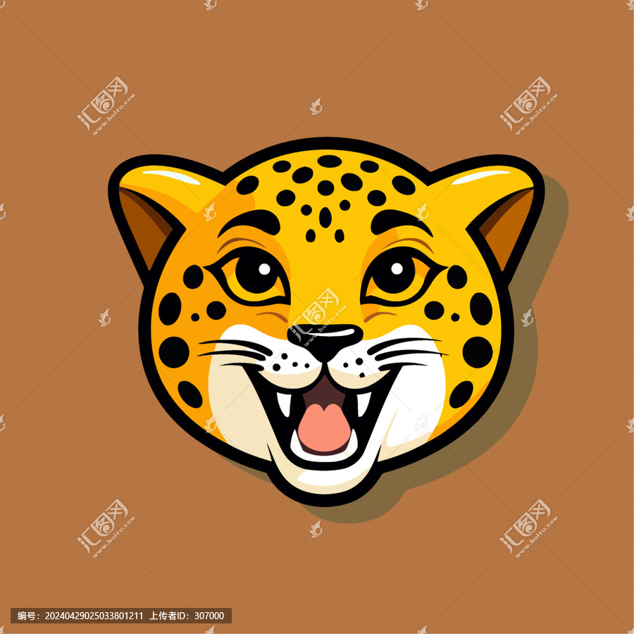 一只可愛的獵豹動物Q版卡通插畫