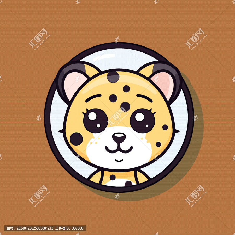 一只可愛的獵豹動物Q版卡通插畫