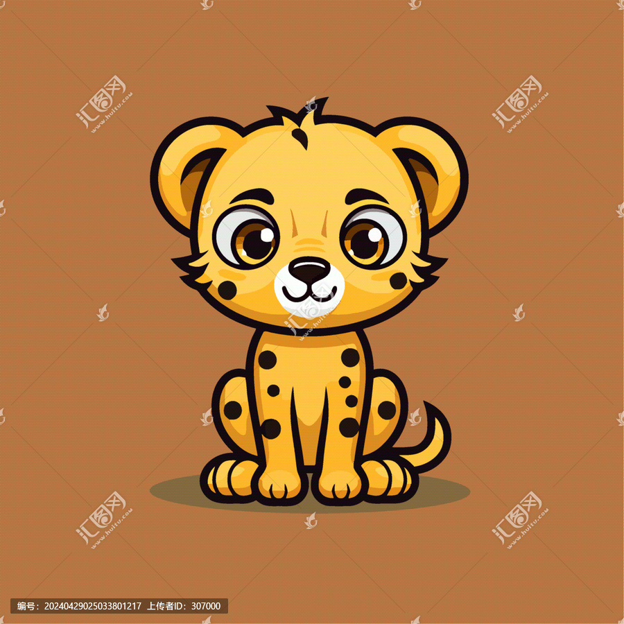一只可愛的獵豹動物Q版卡通插畫