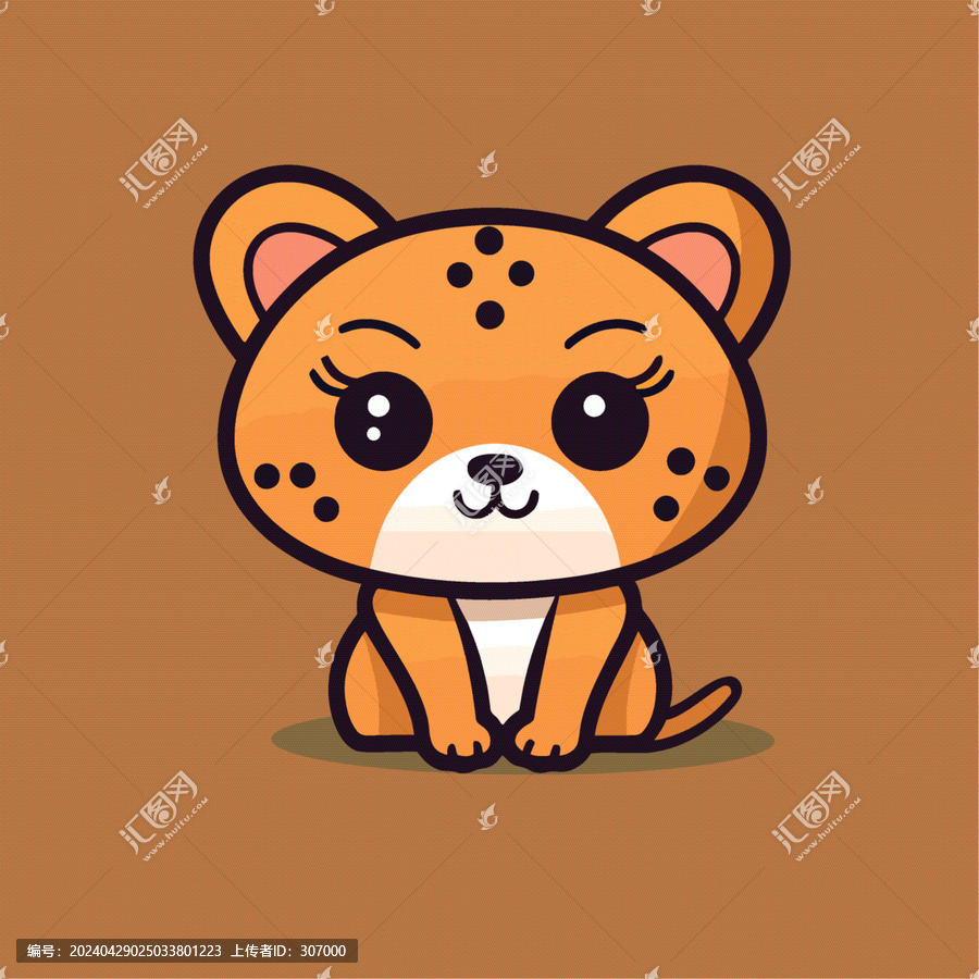 一只可愛的獵豹?jiǎng)游颭版卡通插畫