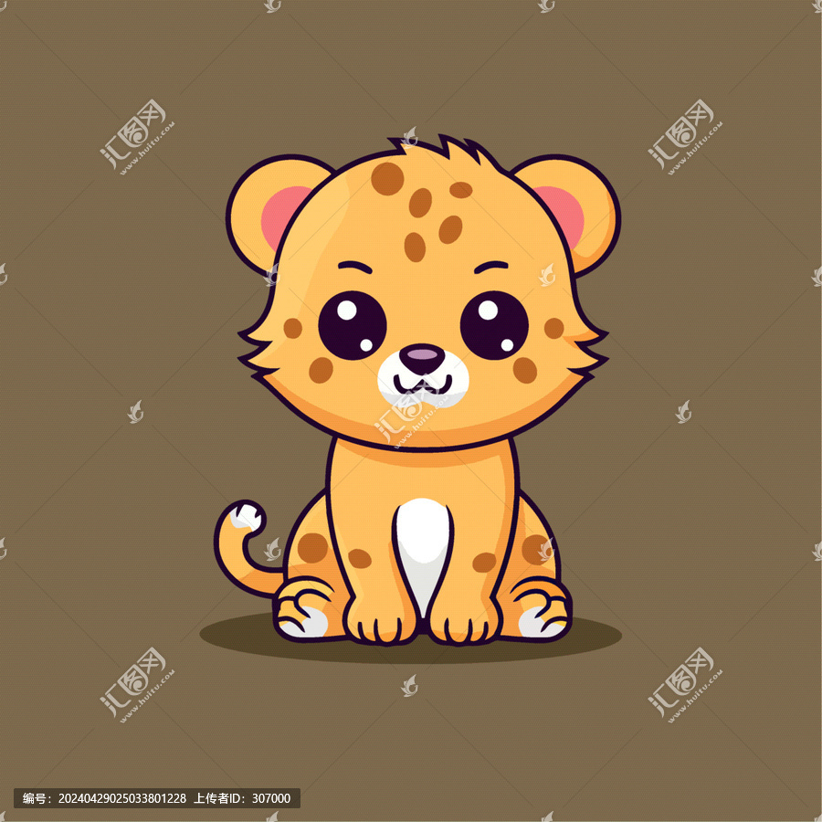一只可愛的獵豹動物Q版卡通插畫