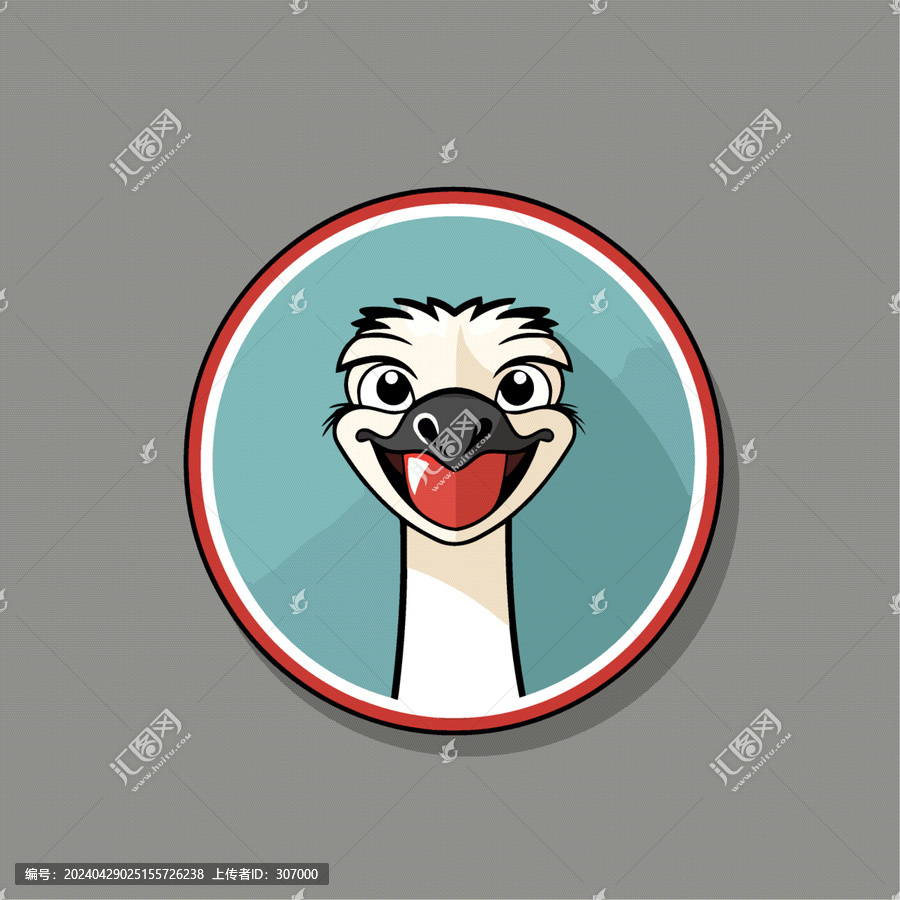 一只可愛的鴕鳥動物Q版卡通插畫