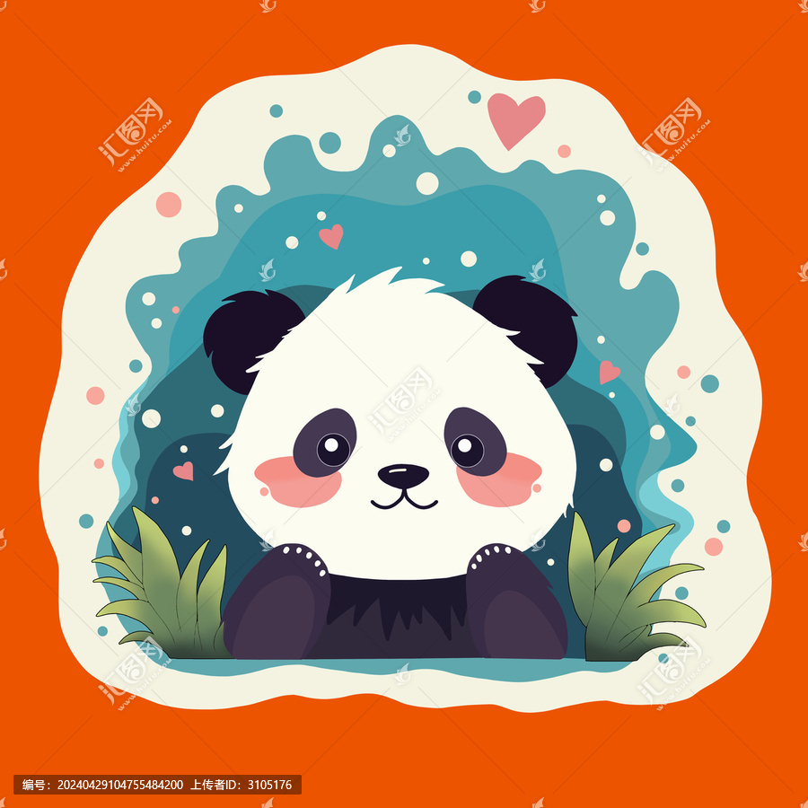 可愛熊貓插畫扁平風(fēng)格