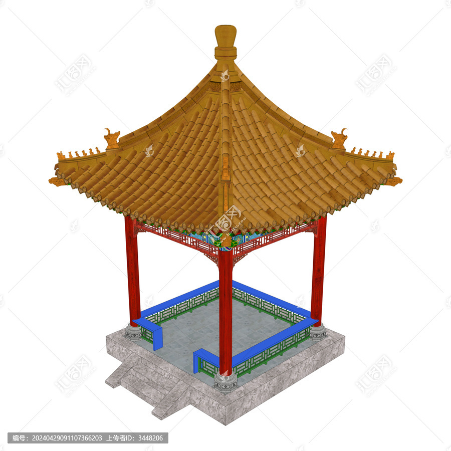 彩繪方亭鳥瞰效果圖