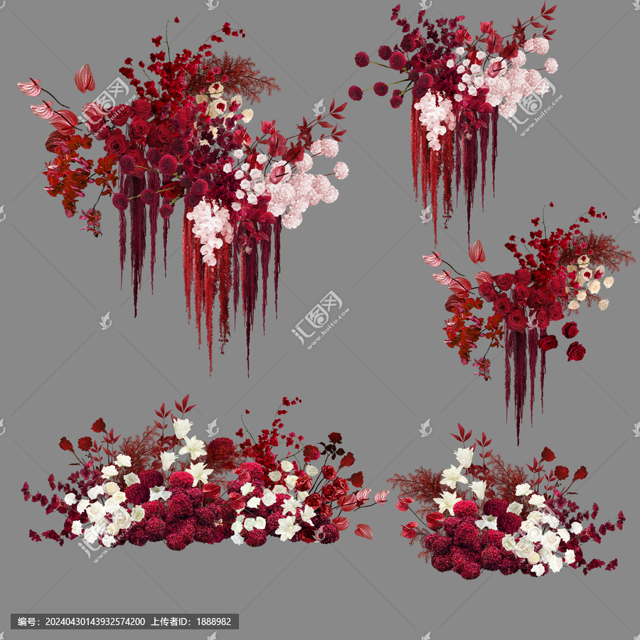 紅色婚禮花藝素材