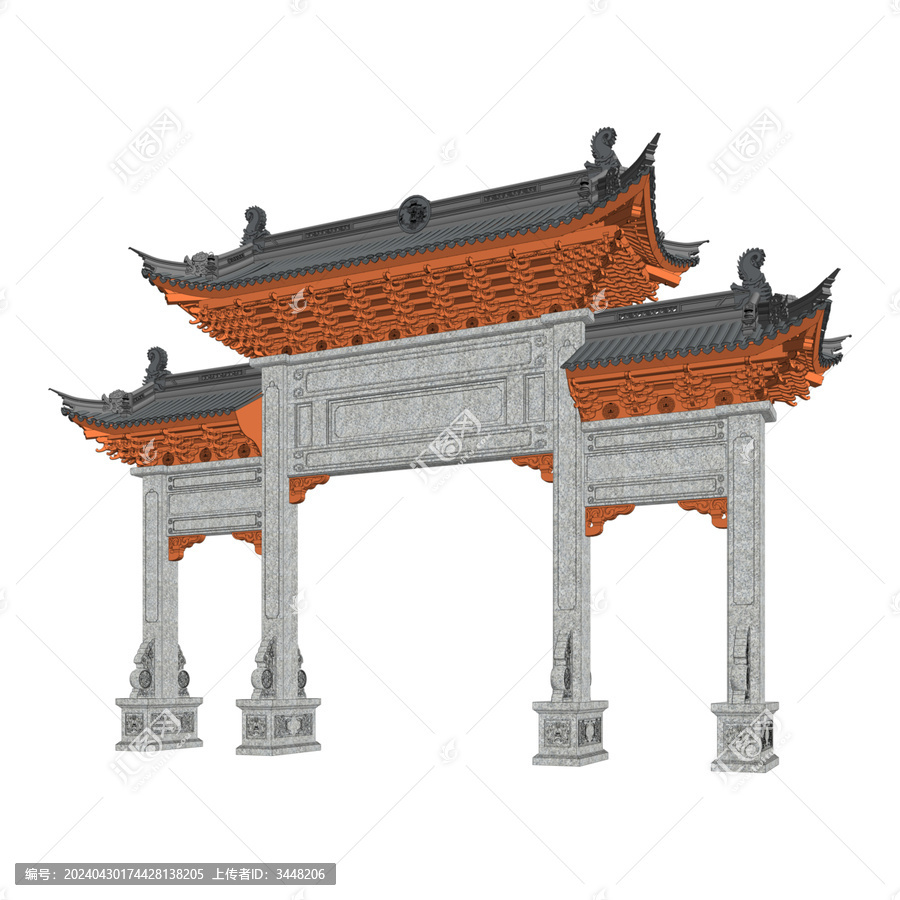 石木牌樓透視效果圖