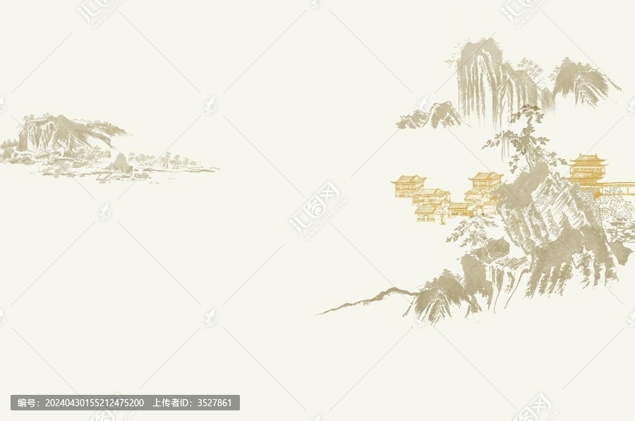 新中式山水閣樓背景墻