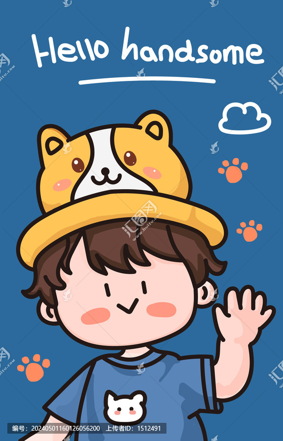 矢量可愛插畫小男孩