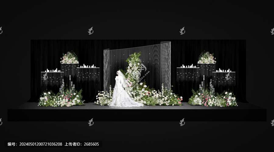 白綠花藝水晶舞臺(tái)
