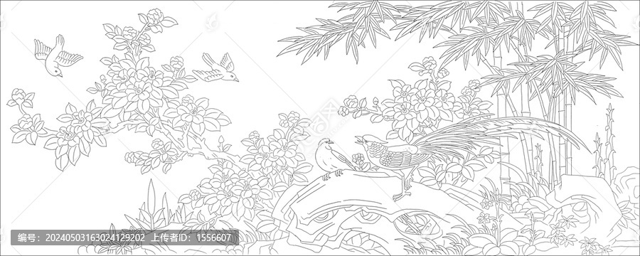 花鳥(niǎo)線(xiàn)描圖