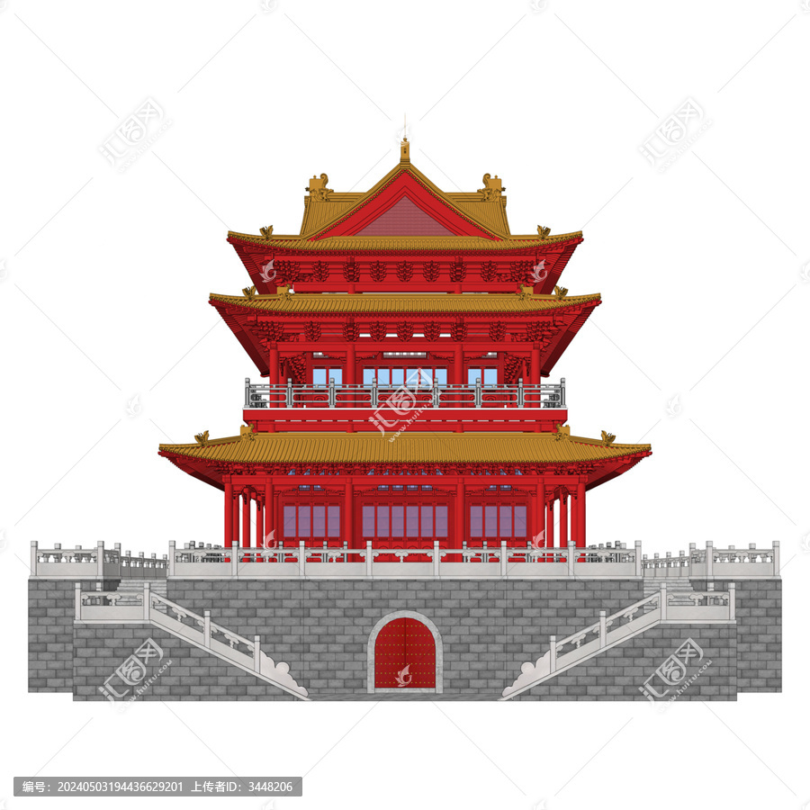 十字歇山樓閣立面效果