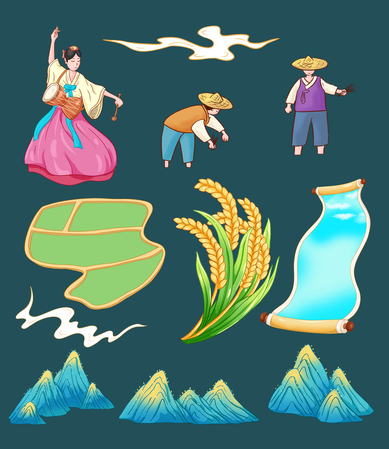 延邊大米包裝插畫