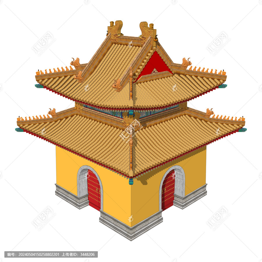彩繪鐘鼓樓鳥瞰效果圖